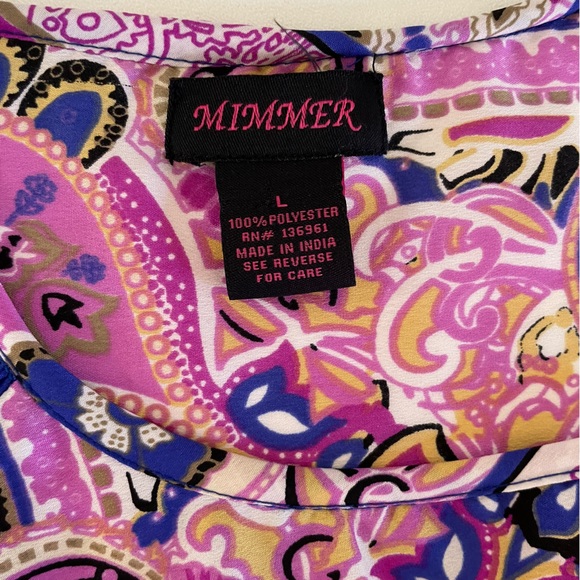 Mimmer Bohemian Vibrant Paisley Print Satin Sleeveless Dress Women’s size Large - Picture 5 of 7